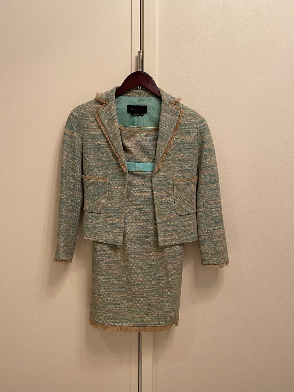 Vintage BCBG tweed strapless dress and jacket PXXS